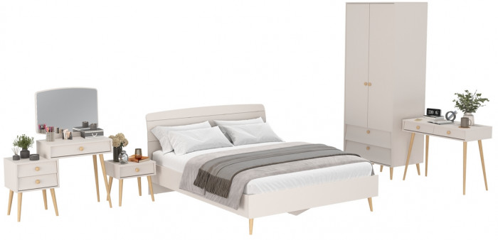 Афина Спальня 27-1600, цвет кашемир серый, сп.м. 1600х2000 мм., б/м, основание есть - фанера