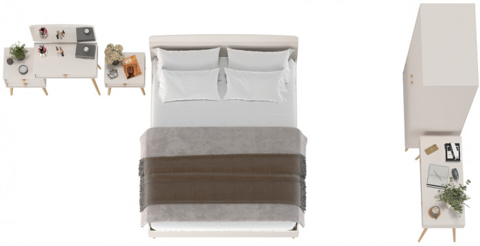 Афина Спальня 27-1600, цвет кашемир серый, сп.м. 1600х2000 мм., б/м, основание есть - фанера