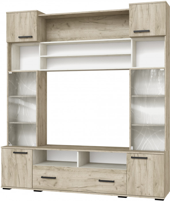 Гостиная Оскар-18 ОГЦС-1, Дуб крафт серый/Дуб крафт белый