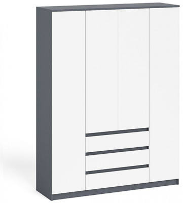 Мори Шкаф МШ1600.1, цвет графит/белый, ШхГхВ 160,4х50,4х209,6 см.