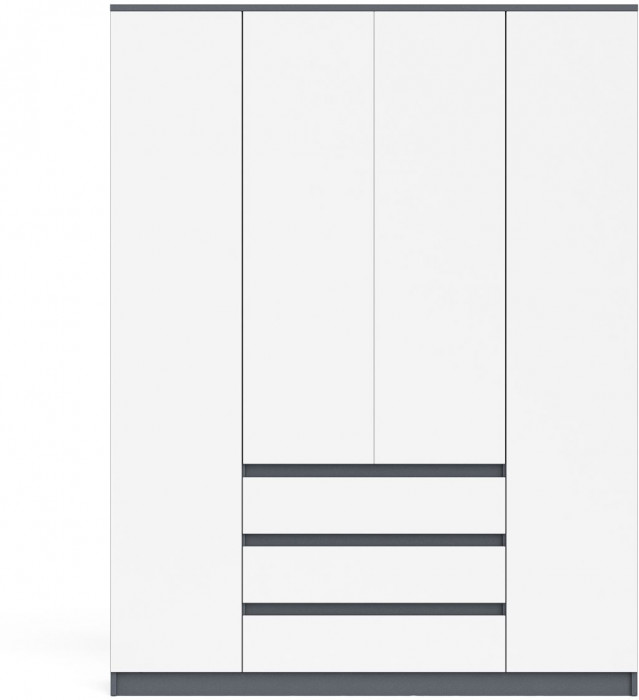 Мори Шкаф МШ1600.1, цвет графит/белый, ШхГхВ 160,4х50,4х209,6 см.