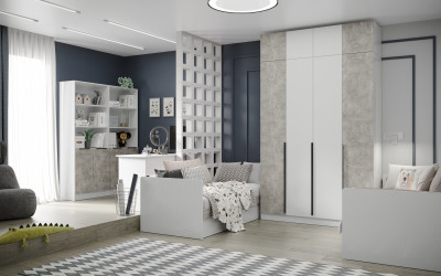 Набор мебели для подростковой "Мадрид", Белый/Ателье светлое