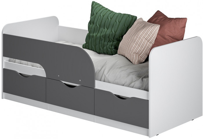 Кровать детская Стандарт КР-22 НЕВ, Белый, Серый