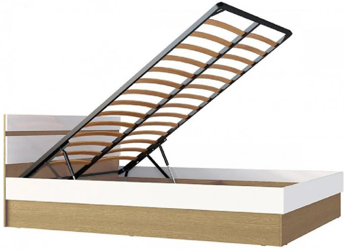 Ким Кровать с подъемным механизмом 160, сонома / белый глянец