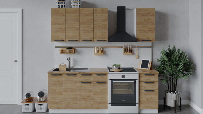 Кухня "Пасаденна" Комплектация 6 1,6 м белый/дуб вотан