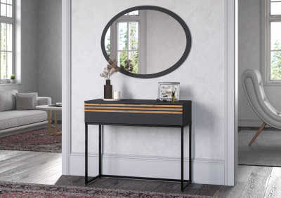 Туалетный столик + Зеркало Нао, Графит/Графит, Дуб Вотан