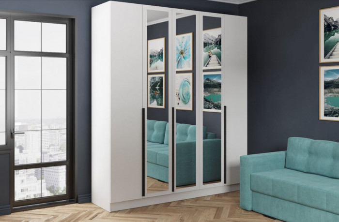 Шкаф Мадрид (2,0) с зеркалом белый