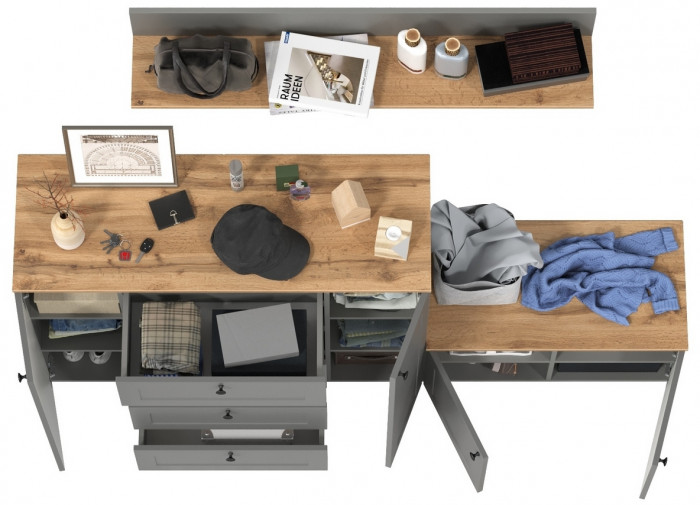 Остин Прихожая 67, серый графит/дуб крафт золотой