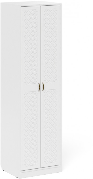 Прихожая П-6 Шкаф + Шкаф, белая шагрень/фасады МДФ белое дерево фрезеровка ромб