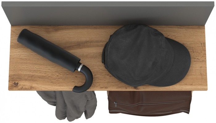 Октава 15.14.01 Вешалка, цвет серый графит/дуб крафт золотой, ШхГхВ 64,7х23,6х40 см.