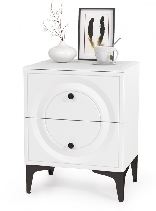 Валенсия Спальня 11.36.01 Кровать + ортопед + две 13.291 Тумбы, ЛДСП белый шагрень/МДФ белый шагрень