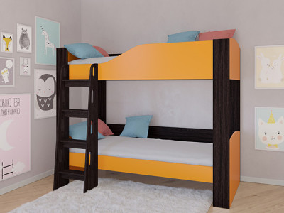 Кровать двухъярусная АСТРА 2 Венге/Оранжевый без ящика