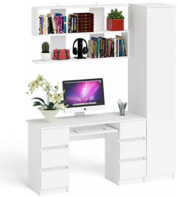 Мори компьютерный стол МС-2 + Пенал МШ400.1 + Полка 1200, белый