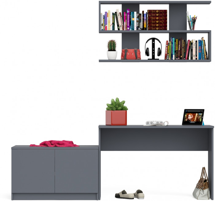 Мори письменный стол МСП1200.1 + Тумба МА900.1 + Полка 1200, графит