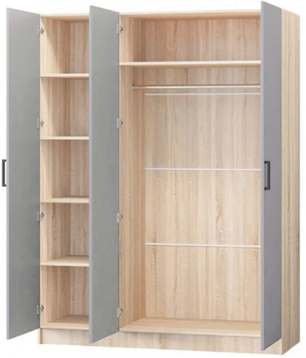 Карина-6 МДФ Шкаф 3 дверный с зеркалом (Фисташка, Дуб Сонома)