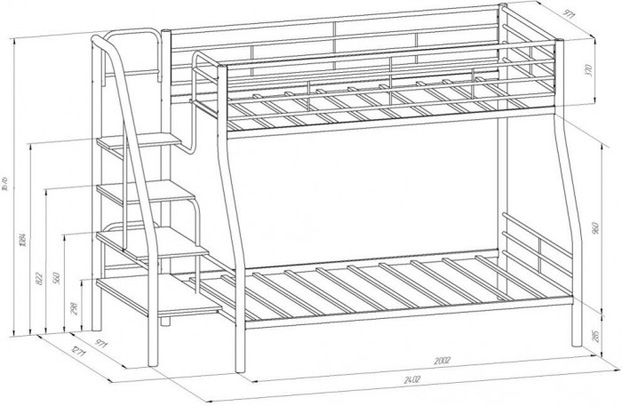 Двухъярусная кровать Толедо-1Я (Черный)
