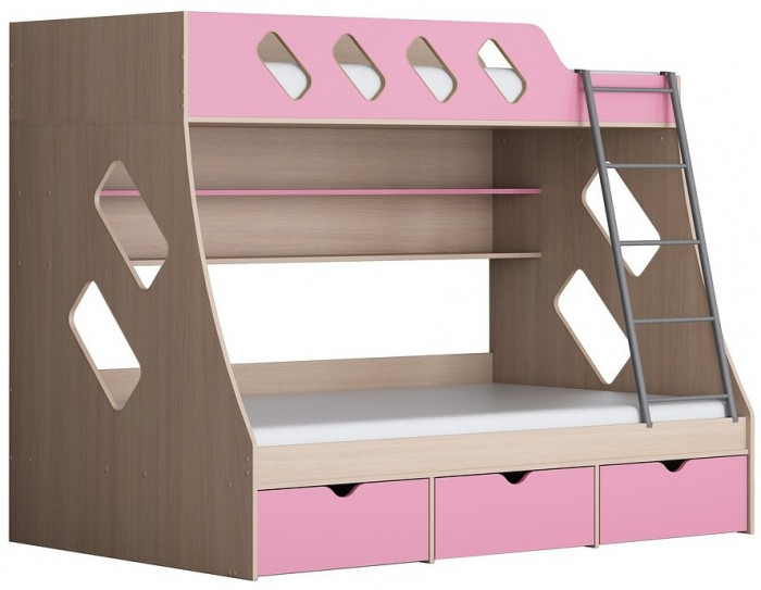 Дельта-20.01 Детская двухъярусная кровать с лестницей (Желтый, Дуб Сонома)