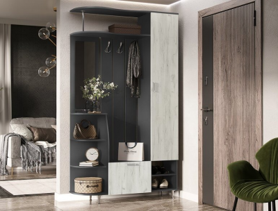 Прихожая Лика № 2 1,2 м графит/дуб крафт белый