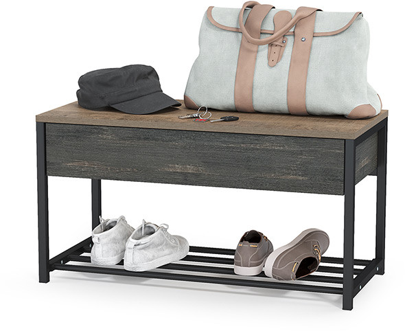 Трувор 13.241.03 Тумба для обуви, цвет дуб гранж песочный/интра, ШхГхВ 80х36,6х42,2 см.