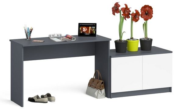 Мори письменный стол МСП1200.1 + Тумба МА900.1, графит/белый