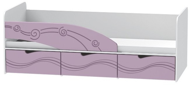 Детская кровать Бриз-3 80х190, волна (Ирис/Белый/Правый)