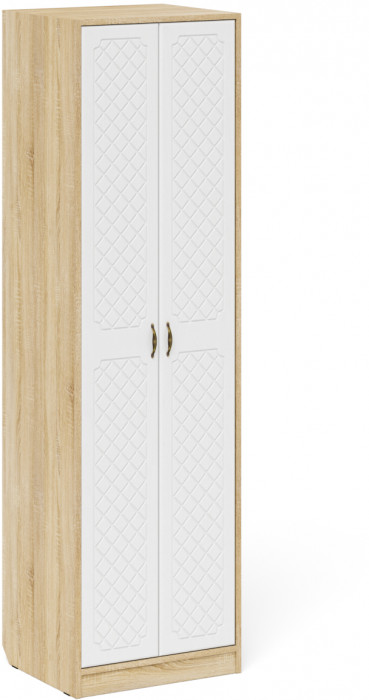 Прихожая П-6 Компоновка № 16, дуб сонома/фасады МДФ белое дерево фрезеровка ромб