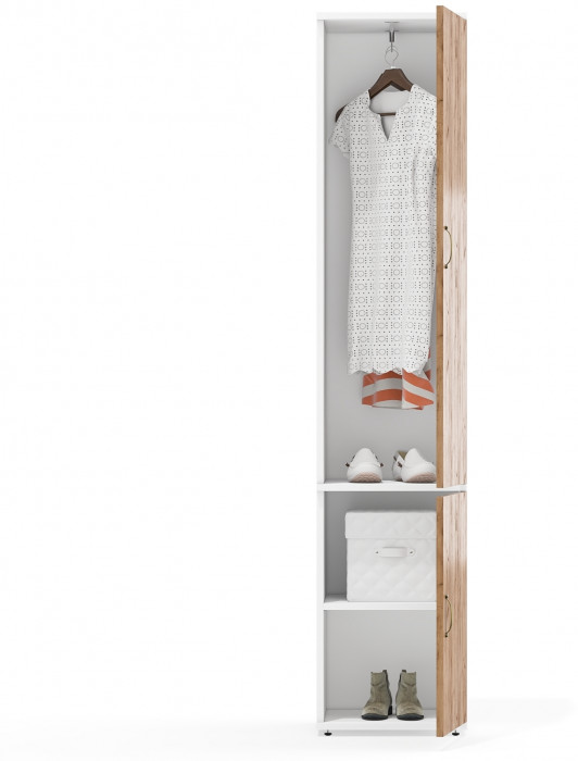 Лидер-8 Модуль Пенал МД 21Б, белый шагрень/крафт золото