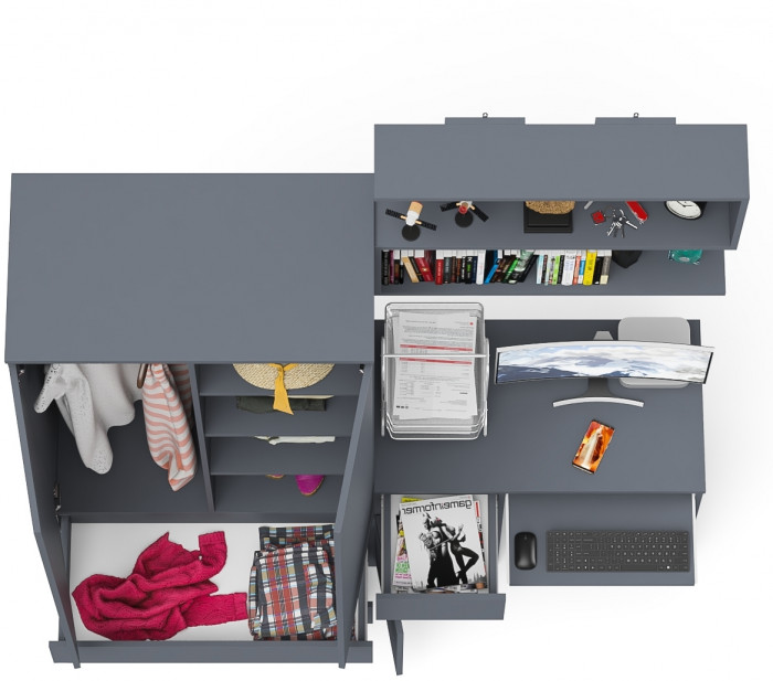 Мори компьютерный стол МС-1 левый + Шкаф МШ900.1 + Полка 900, графит