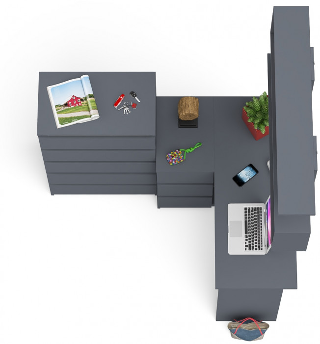 Мори компьютерный стол МС-16 левый + Комод МК700.5 + Полка 1200, графит