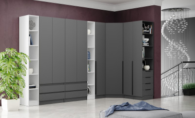 Шкаф Мадрид, композиция 20, Графит серый/Белый