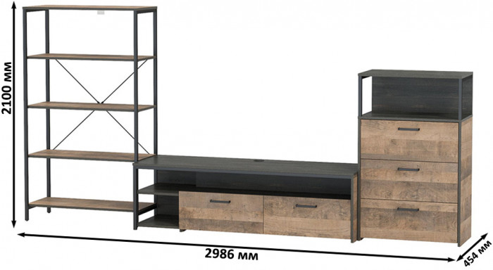 Трувор Гостиная 084, дуб гранж песочный/интра