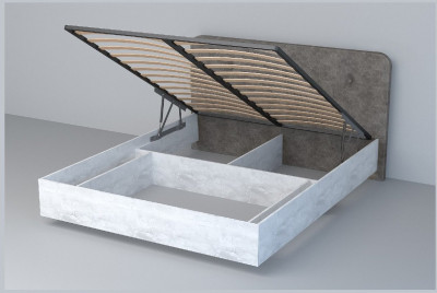 Кровать 1,4 арт.031 (Пуговицы) ПМ. (Бетон Светлый/Стальной Серый)