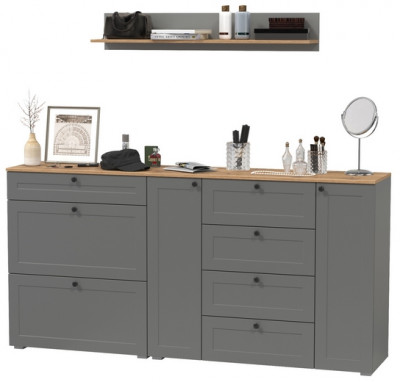 Остин Прихожая 68, серый графит/дуб крафт золотой