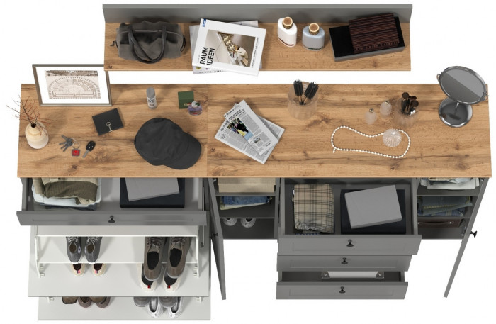 Остин Прихожая 68, серый графит/дуб крафт золотой