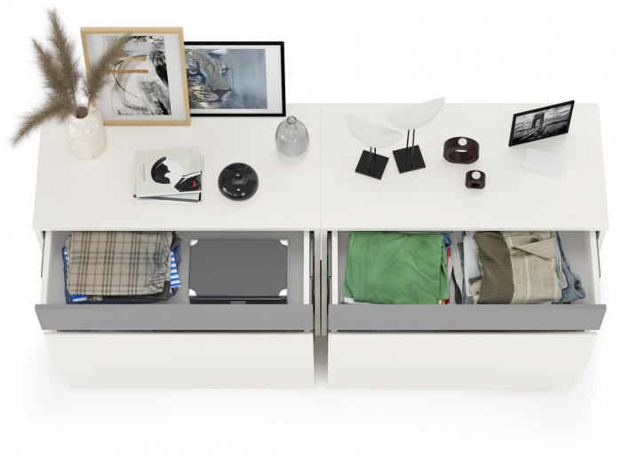 Торонто 13.321 Комод + 13.321 Комод, белый шагрень/стальной серый