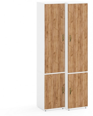 Лидер-8 Модуль Пенал МД 22Б + Пенал МД 23Б, белый шагрень/крафт золото