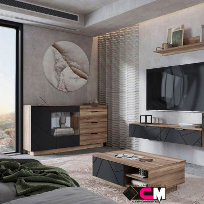 Даллас КМ-02 Комод 1704 4 ящика (1,704х0,946х0,402) дуб каньон/МДФ софт графит