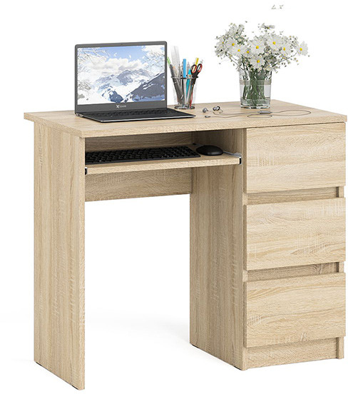 Мори компьютерный стол МС-6 правый, дуб сонома