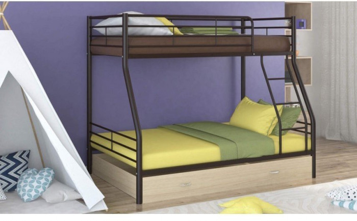 Двухъярусная кровать Гранада-2Я (Дуб молочный, Черный)