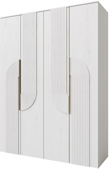 Шкаф для одежды 4-х дверный "Монтиз" - Белый текстурный/Ясень белый