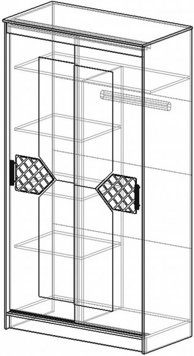 Николь Шкаф-купе 2, Ясень Шимо/Лиственница темная