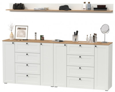 Остин Прихожая 69, белый шагрень/дуб крафт золотой