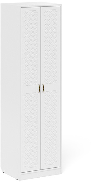 Прихожая П-6 Шкаф, белая шагрень/фасады МДФ белое дерево фрезеровка ромб