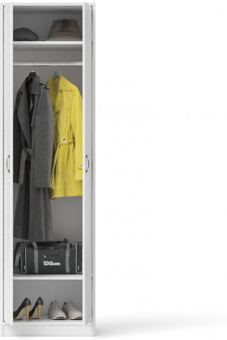 Прихожая П-6 Шкаф, белая шагрень/фасады МДФ белое дерево фрезеровка ромб