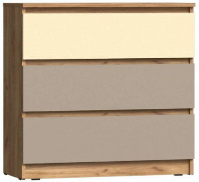 Челси Color Комод 3 ящика (800) (Слоновая кость/Глиняный серый/Дуб крафт)