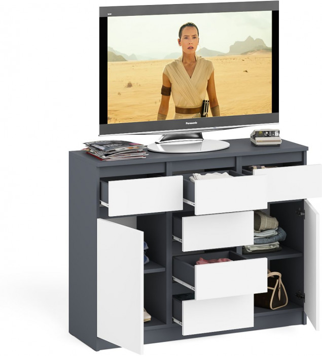 Мори Комод МК1200.4, графит/белый