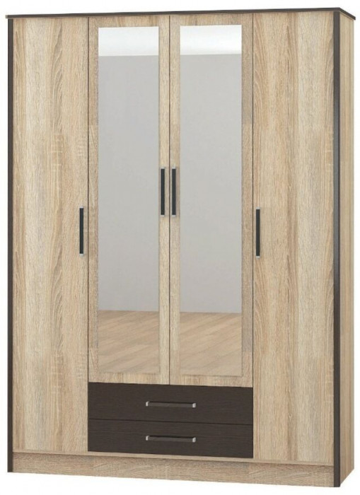 Лирика Шкаф 4-х ств. дуб сонома/венге