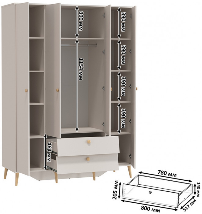 Афина Спальня 10-1200, кашемир серый