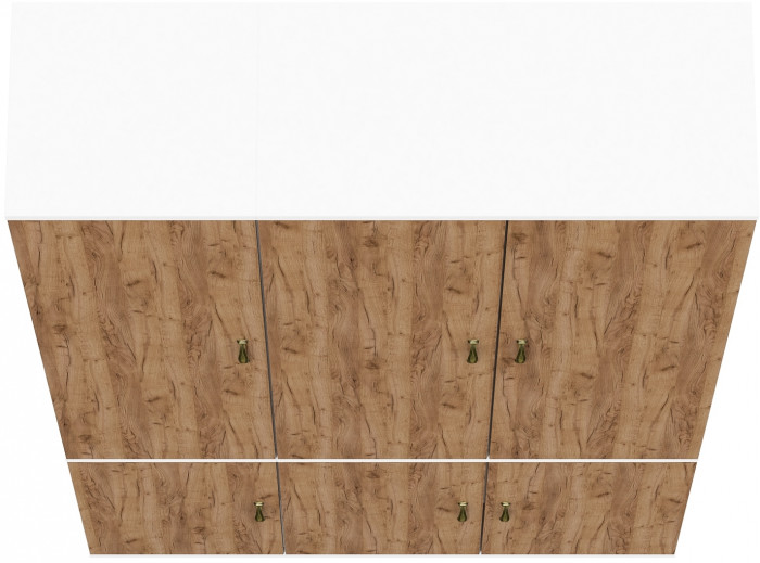 Лидер-8 Модуль Пенал МД 22Б + Шкаф МД 20Б, белый шагрень/крафт золото