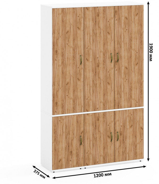 Лидер-8 Модуль Пенал МД 22Б + Шкаф МД 20Б, белый шагрень/крафт золото